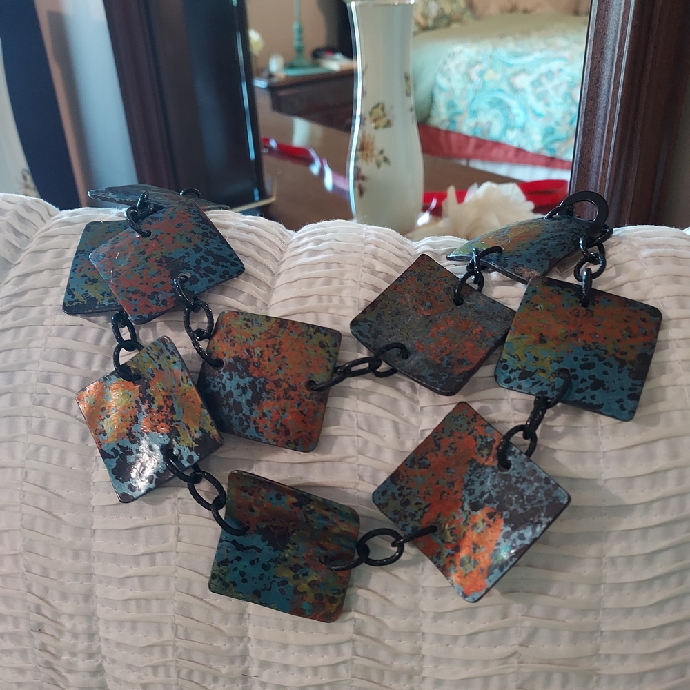 Enamel Necklace on leather cord